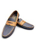 Louis Vuitton Men's Denim & Leather Driver Moccasins Navy/Brown Size US 10