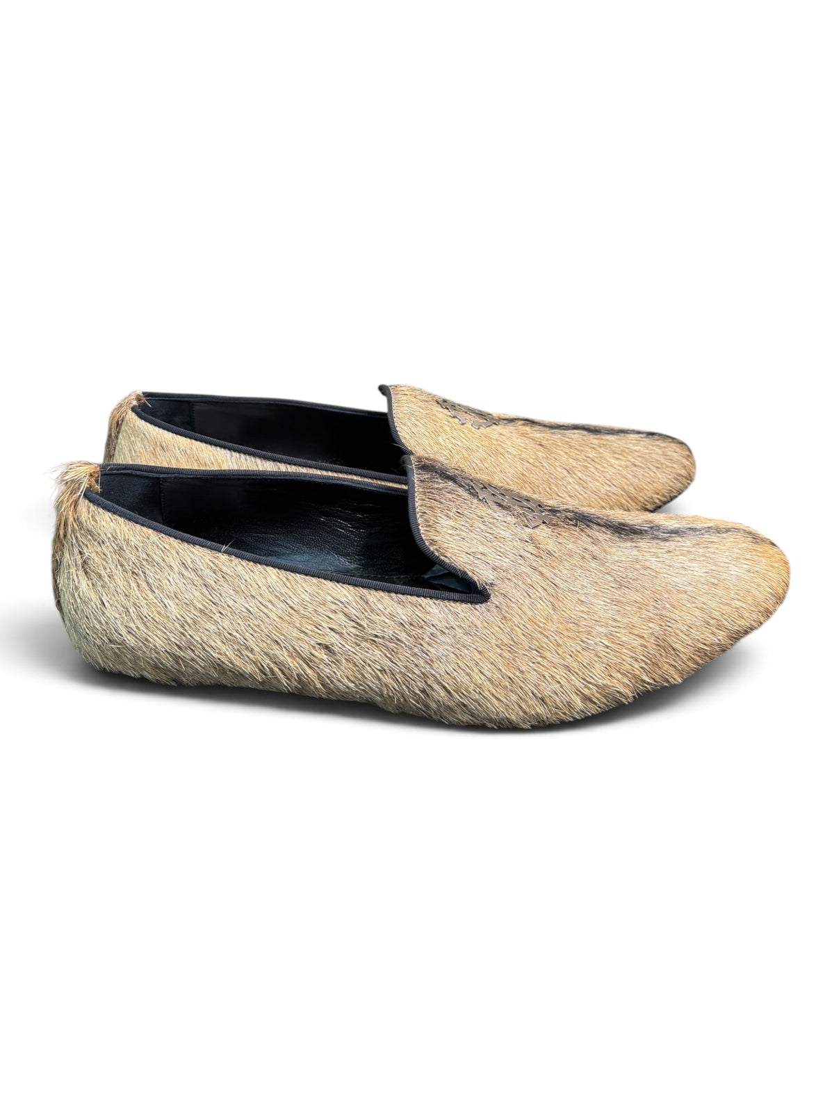 Roberto Cavalli Hair-On Goatskin Smoking Slippers Loafers Size EU 44