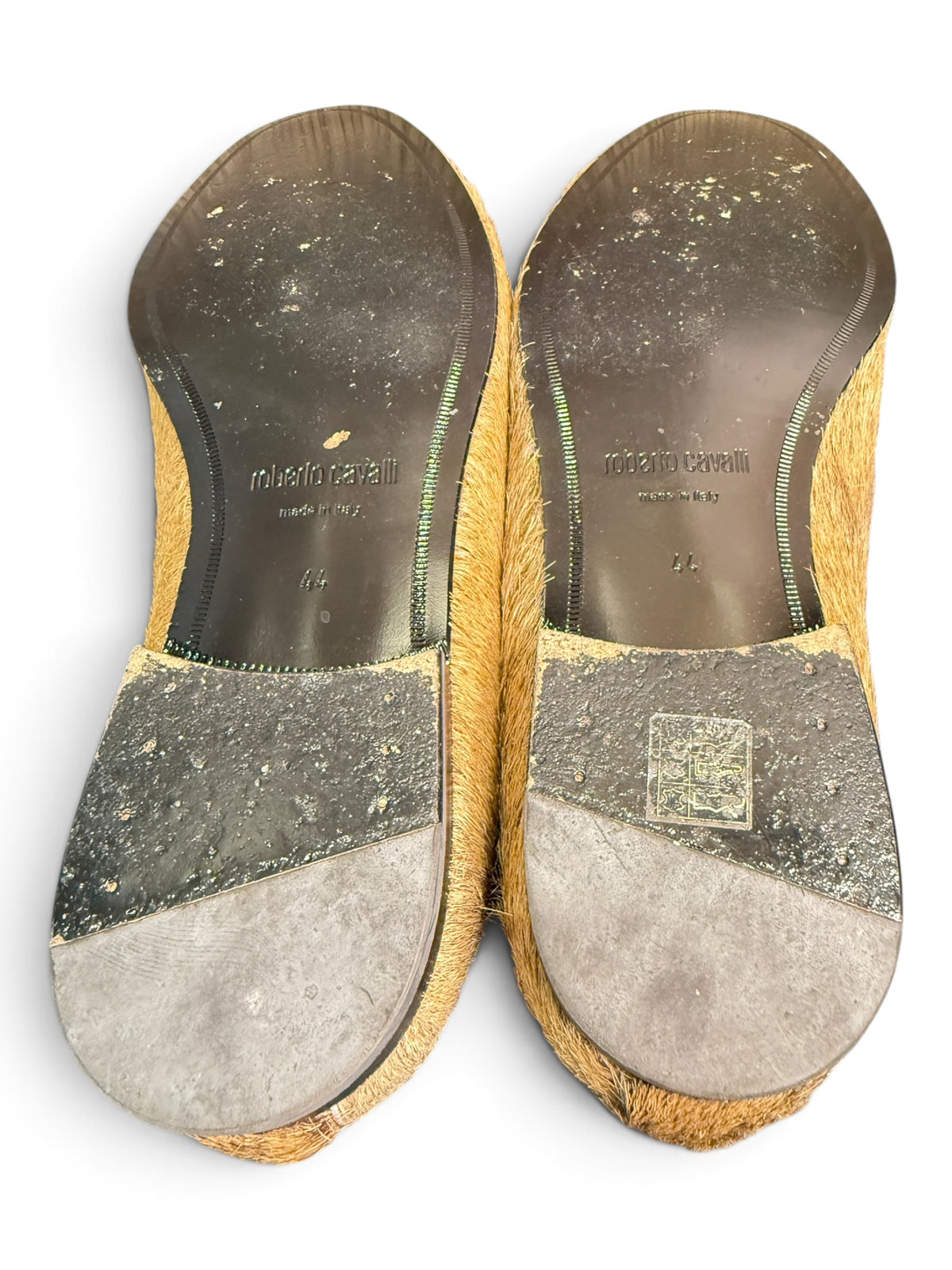 Roberto Cavalli Hair-On Goatskin Smoking Slippers Loafers Size EU 44