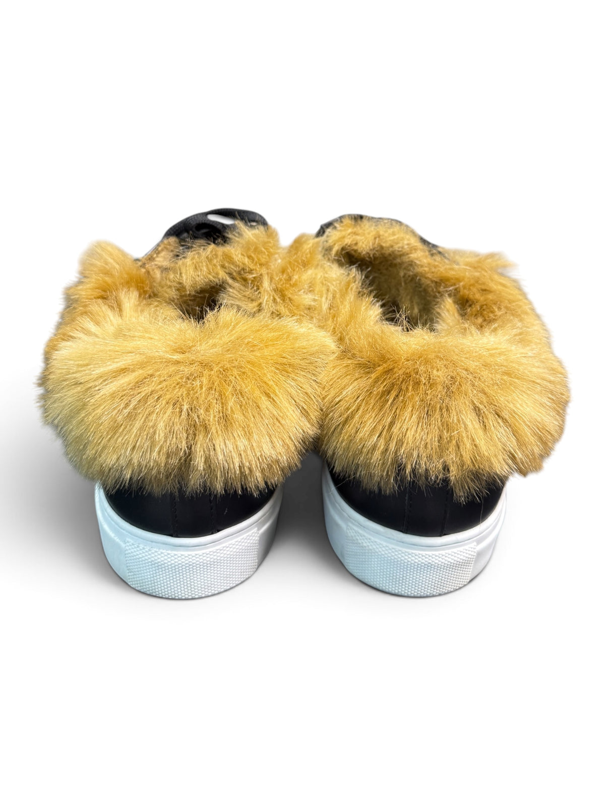 Roberto Cavalli RC100 C Leather Sneakers with Dyed Fur Trim Size EU 43.5