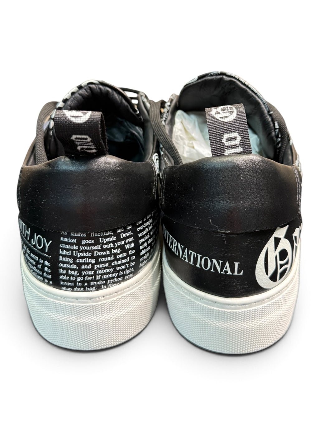 John Galliano Paris Gazette Newspaper Print Leather Sneakers Size EU 40