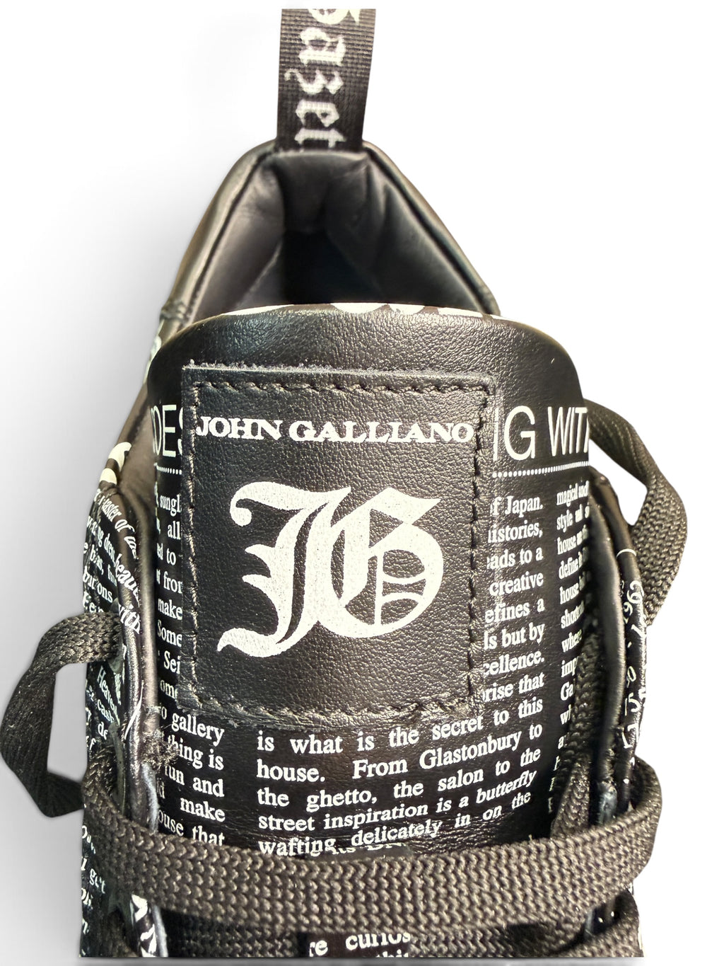 John Galliano Paris Gazette Newspaper Print Leather Sneakers Size EU 40