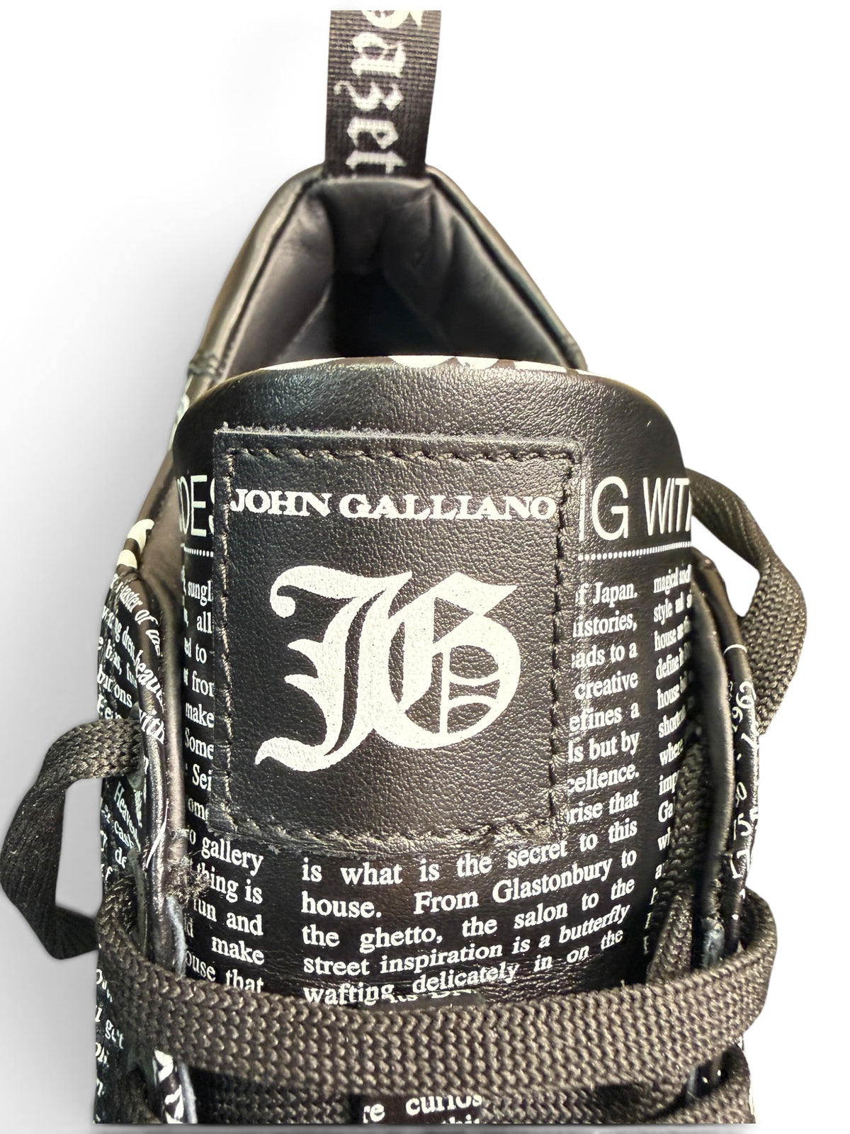 John Galliano Paris Gazette Newspaper Print Leather Sneakers Size EU 40