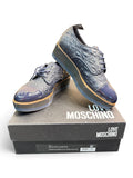 Love Moschino Quilted Platform Oxford Shoes Navy Size EU 39