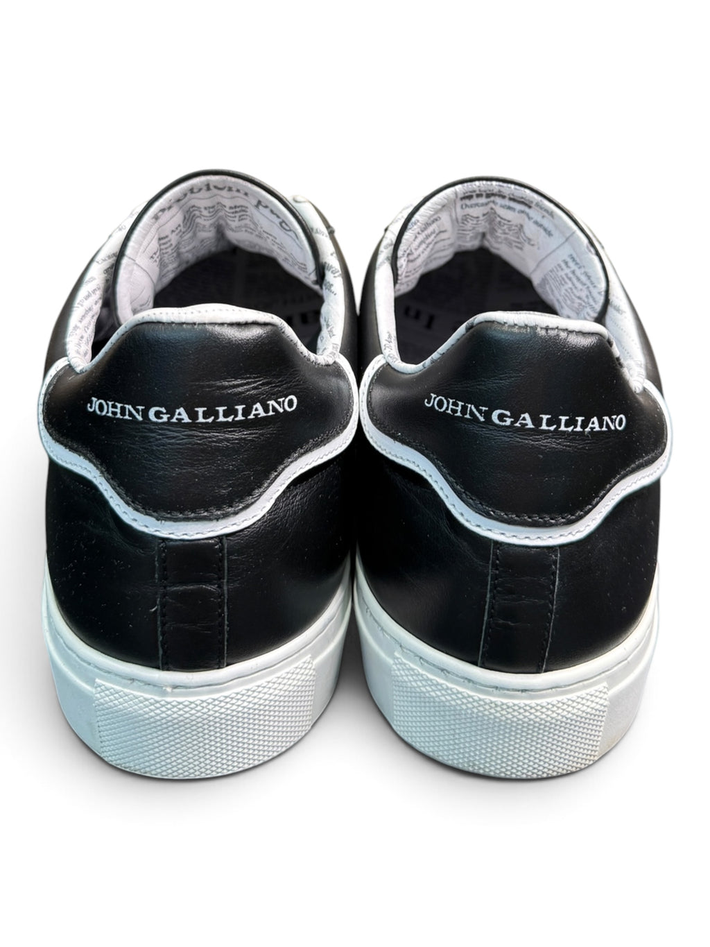 John Galliano Paris Leather Slip-On Sneakers with Logo Strap Size EU 43.5