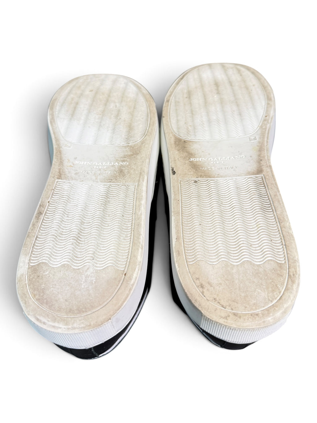 John Galliano Paris Leather Slip-On Sneakers with Logo Strap Size EU 43.5