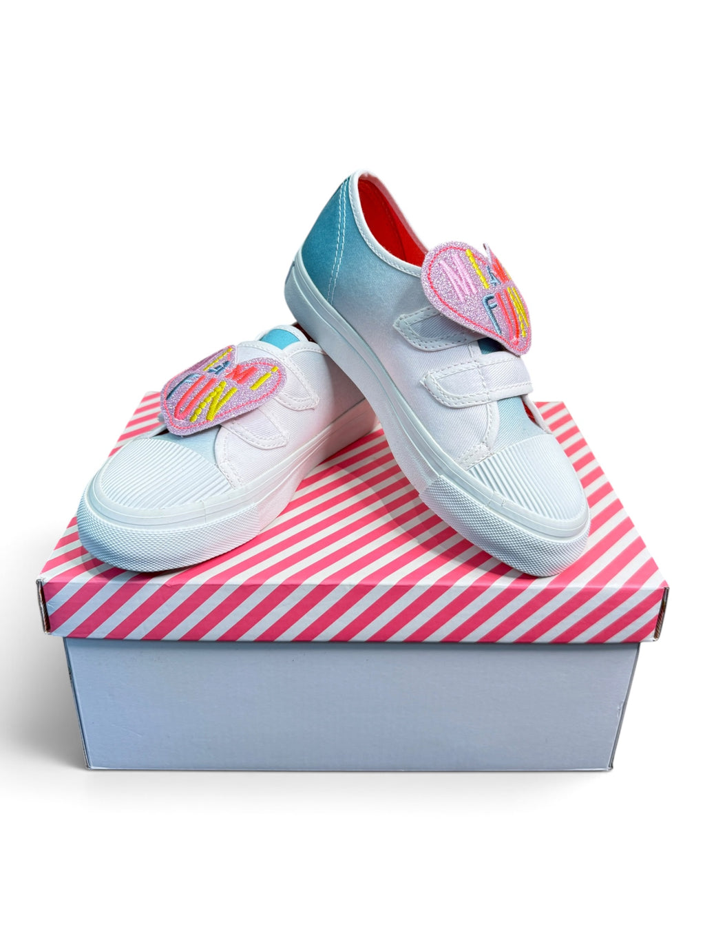 Billieblush Girls Gradient Velcro Sneakers with "MIAMI FUN" Glitter Patch Size EU 31