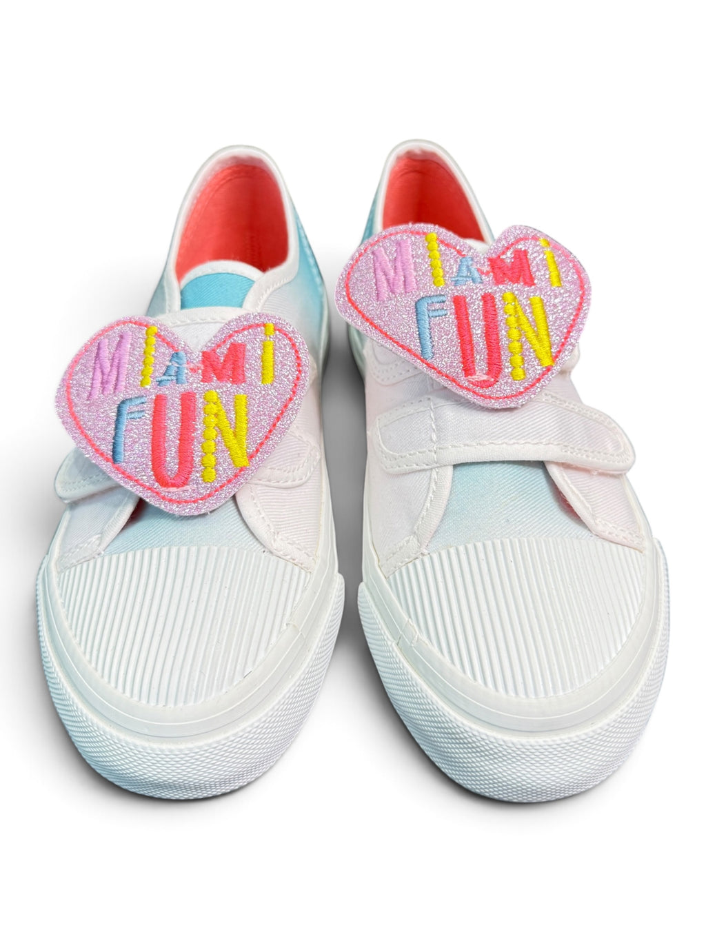 Billieblush Girls Gradient Velcro Sneakers with "MIAMI FUN" Glitter Patch Size EU 31