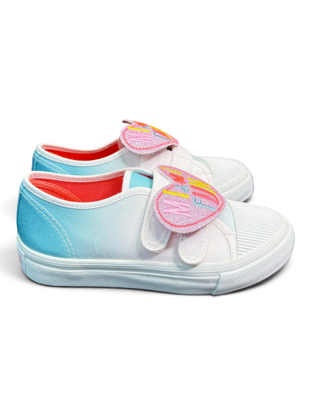 Billieblush Girls Gradient Velcro Sneakers with "MIAMI FUN" Glitter Patch Size EU 31