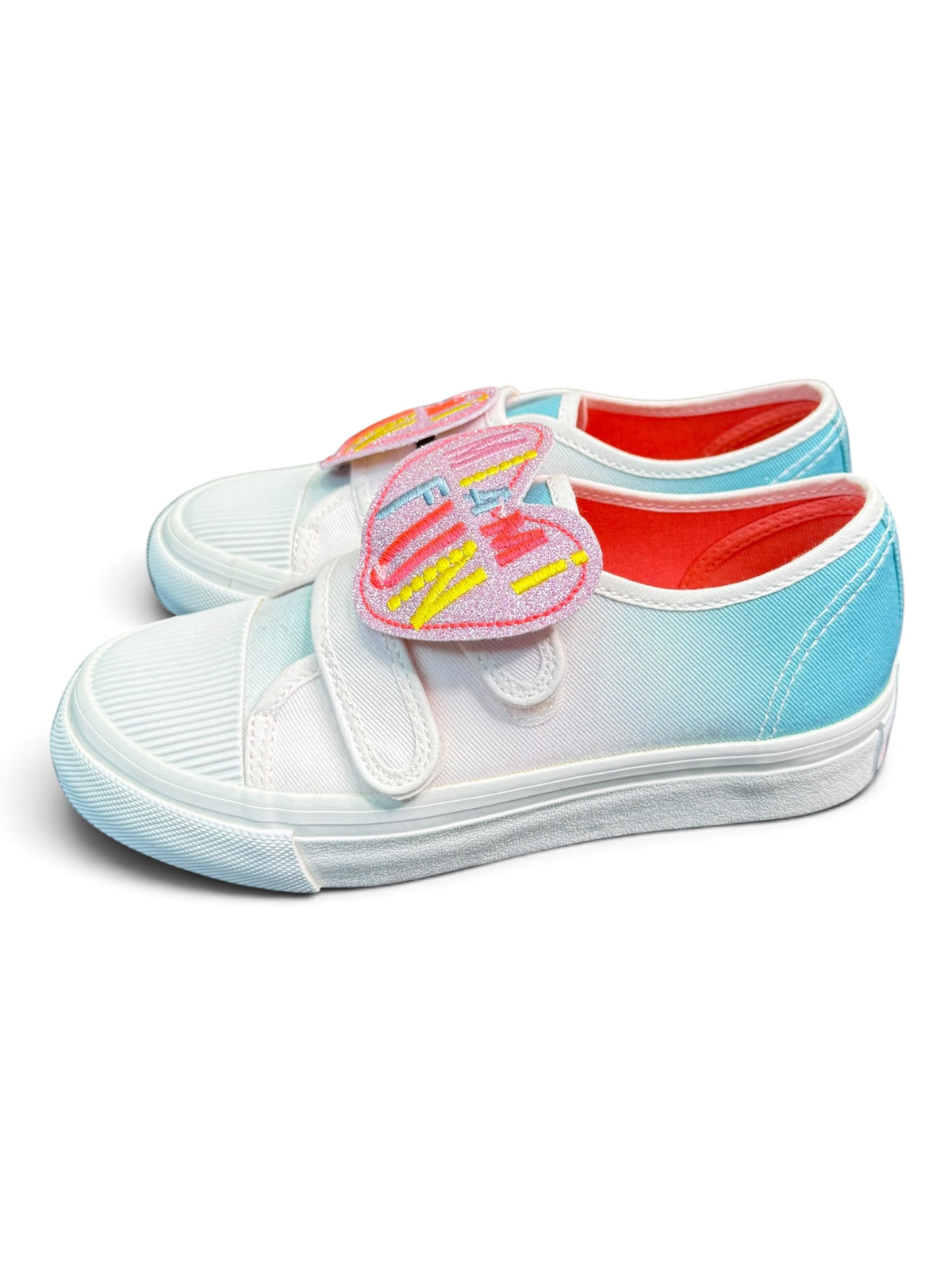Billieblush Girls Gradient Velcro Sneakers with "MIAMI FUN" Glitter Patch Size EU 31