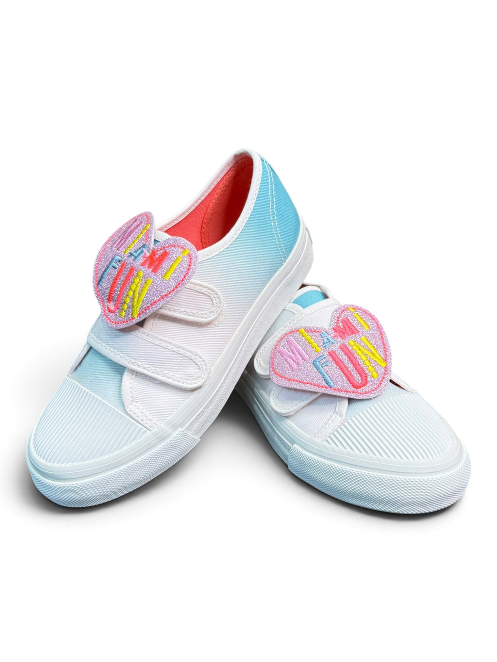Billieblush Girls Gradient Velcro Sneakers with "MIAMI FUN" Glitter Patch Size EU 31