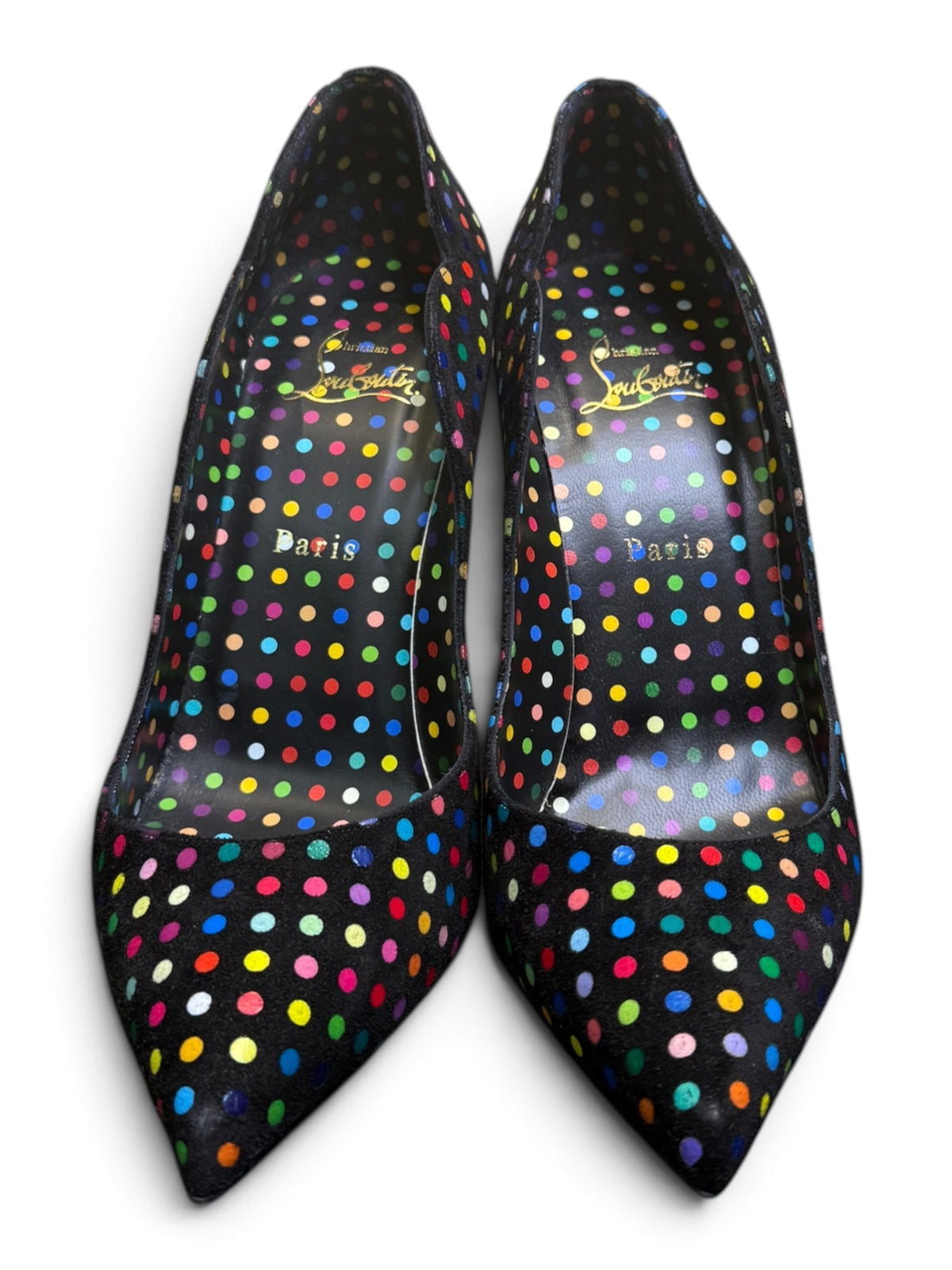 Christian Louboutin Hot Chick 100 Multicolor Polka Dot Pumps Size 39