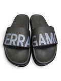 Salvatore Ferragamo Logo Rubber Pool Slides Black Size US Men's 10