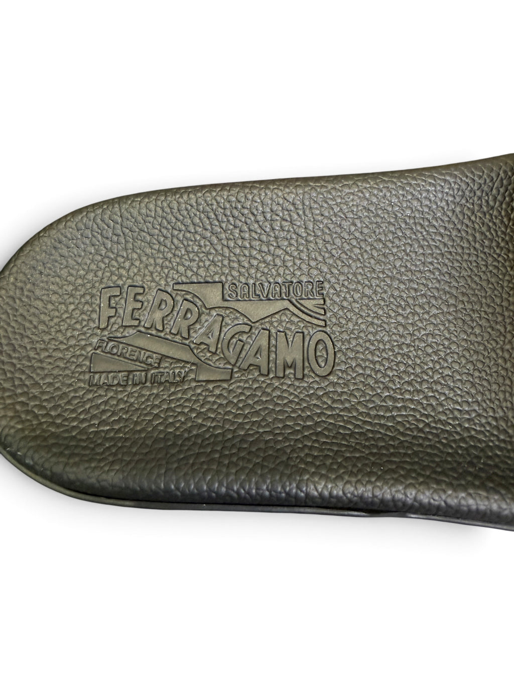 Salvatore Ferragamo Logo Rubber Pool Slides Black Size US Men's 10