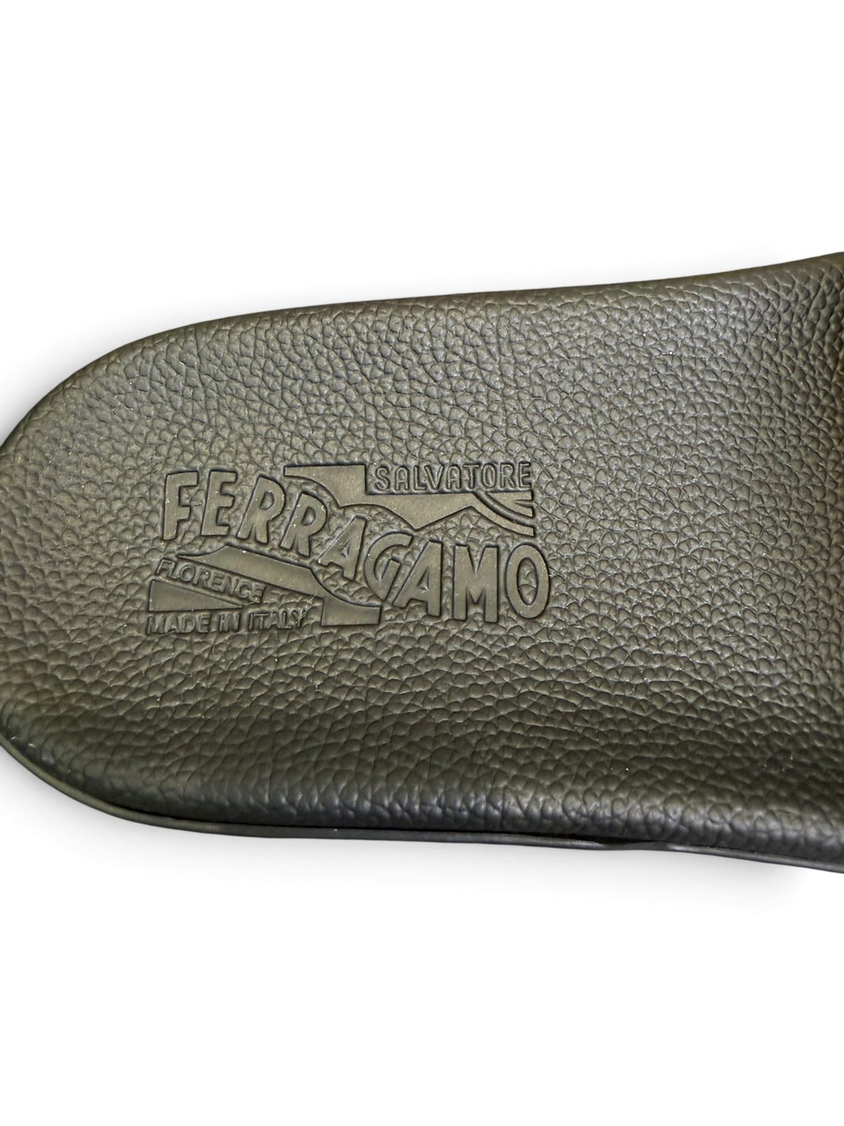 Salvatore Ferragamo Logo Rubber Pool Slides Black Size US Men's 10