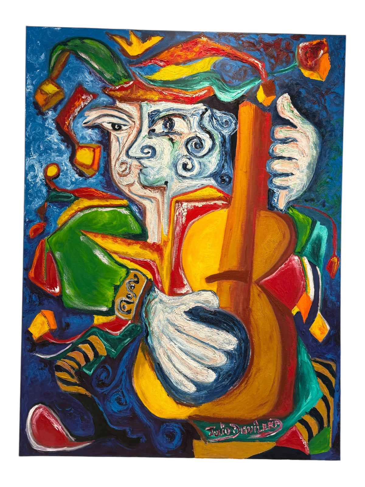 Julio Aguilera “Remembering” I – We Live on Clown World Series – Oil on Canvas, 36 × 48 in