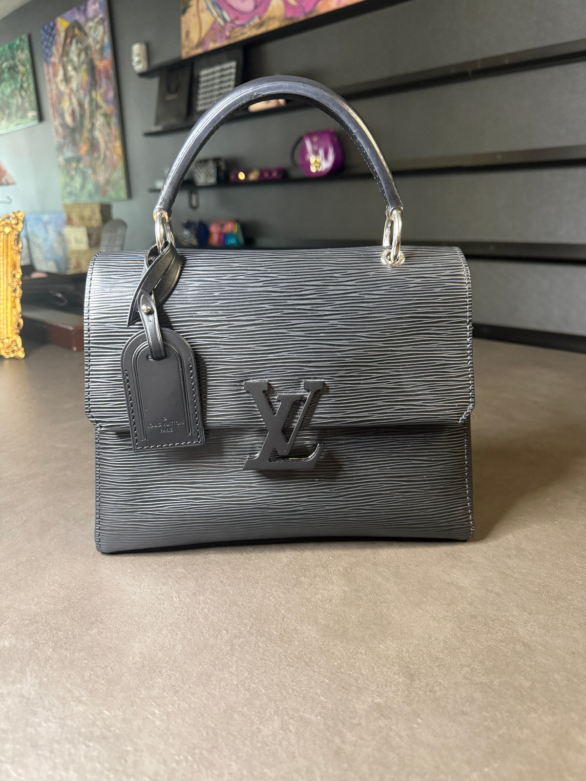 Louis Vuitton Grenelle PM Black Epi Leather Top Handle Bag