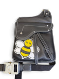 Dior x KAWS Men's Saddle Side Bag – Black Leather with Bee Appliqué
