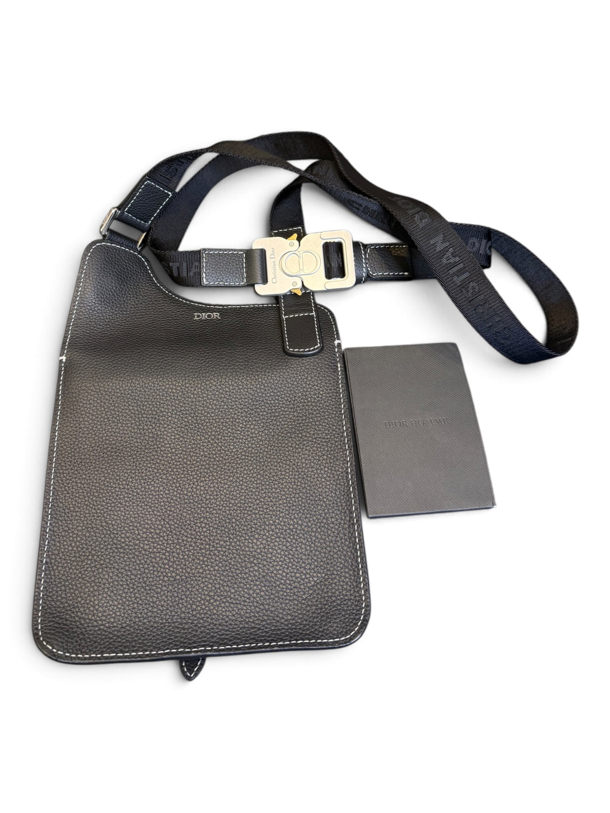 Dior x KAWS Men's Saddle Side Bag – Black Leather with Bee Appliqué
