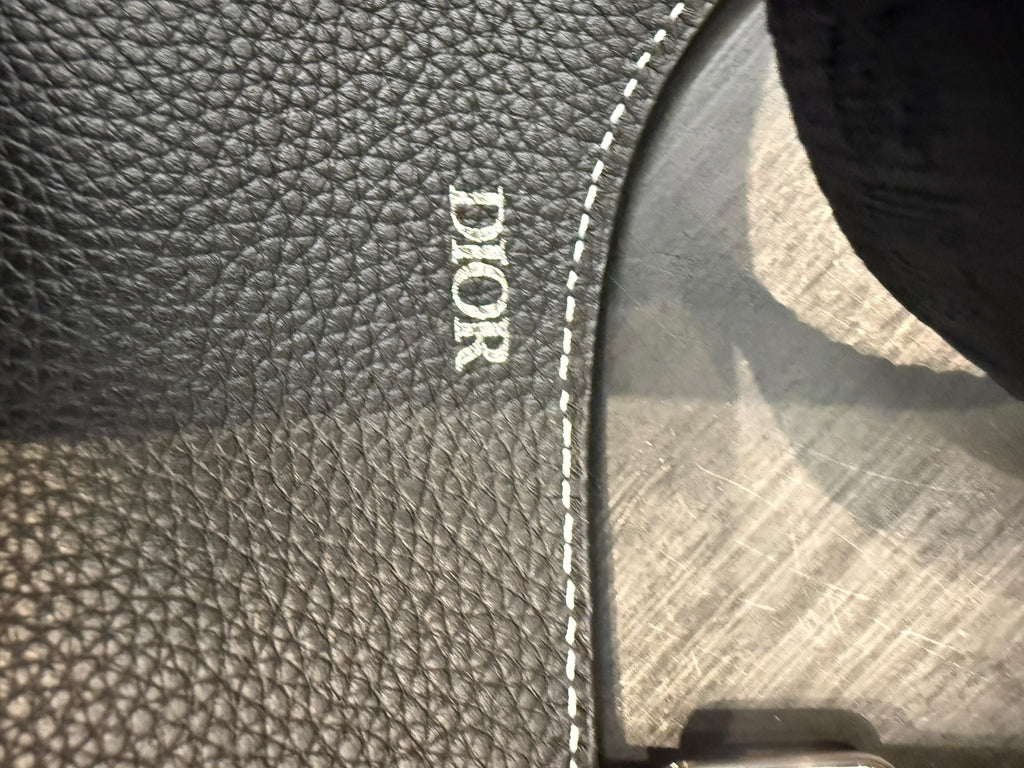 Dior x KAWS Men's Saddle Side Bag – Black Leather with Bee Appliqué