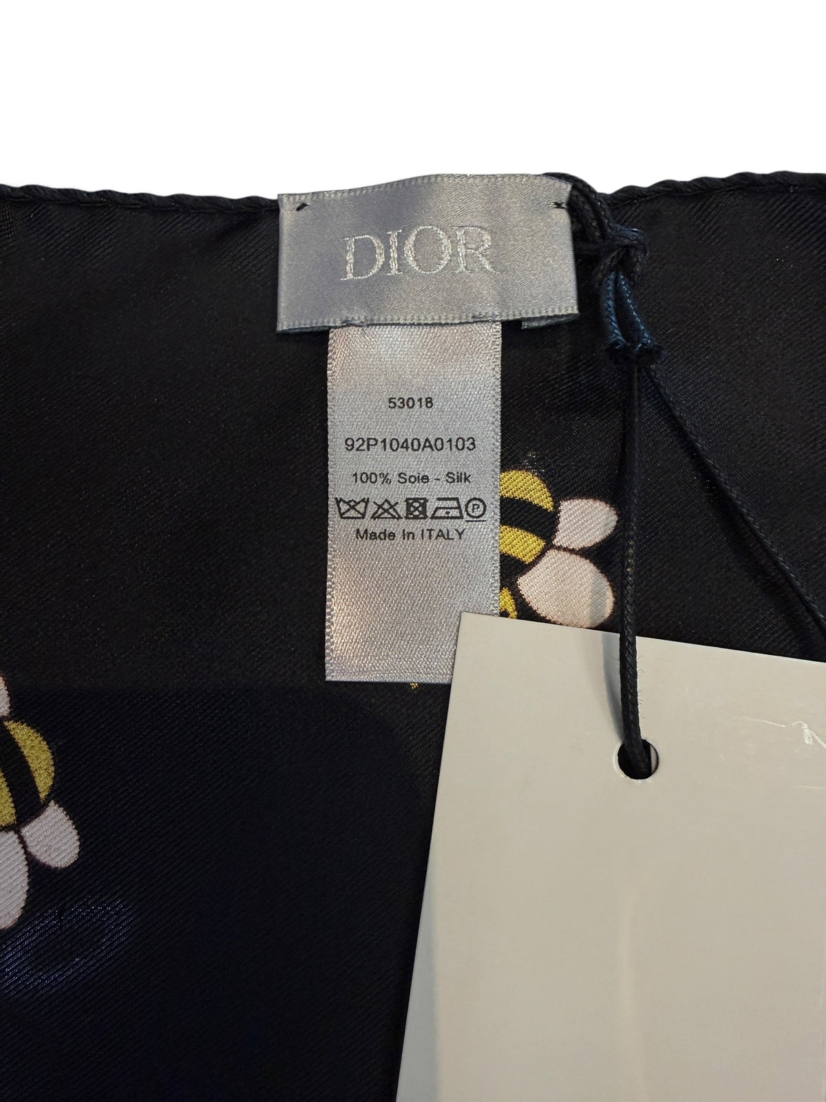 Dior x KAWS Bee Silk Pocket Square – Black, 33 x 33 cm