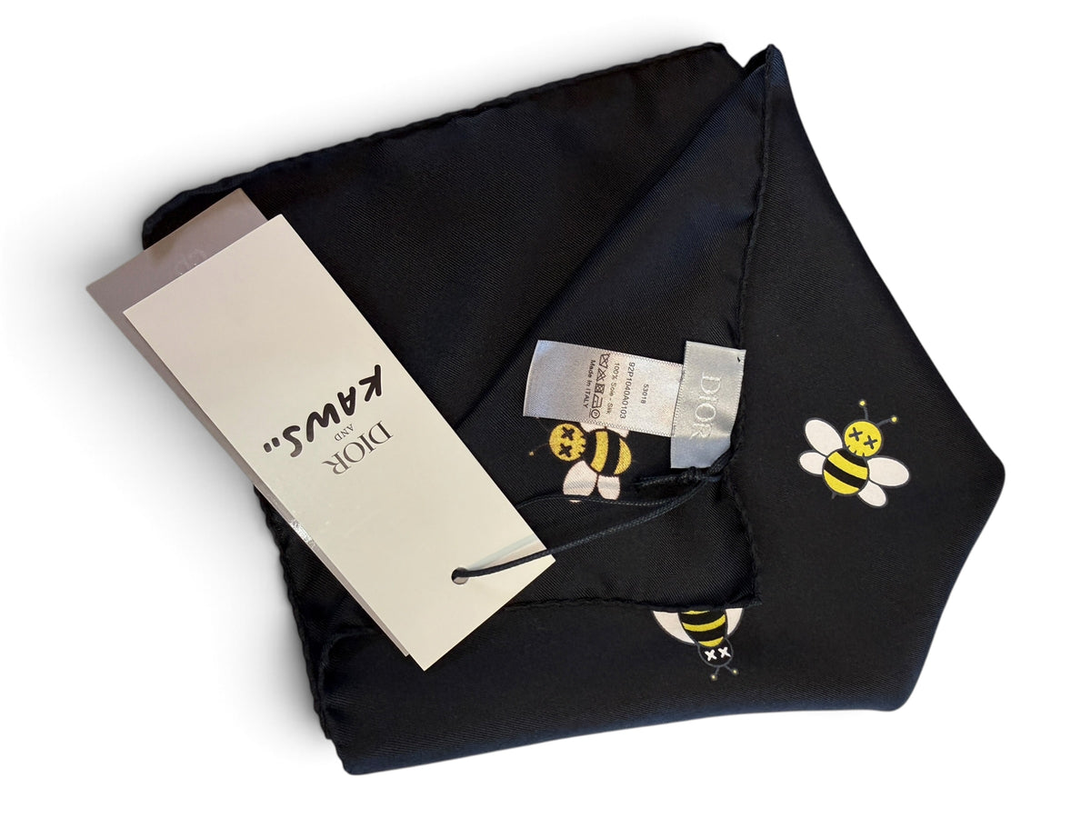 Dior x KAWS Bee Silk Pocket Square – Black, 33 x 33 cm