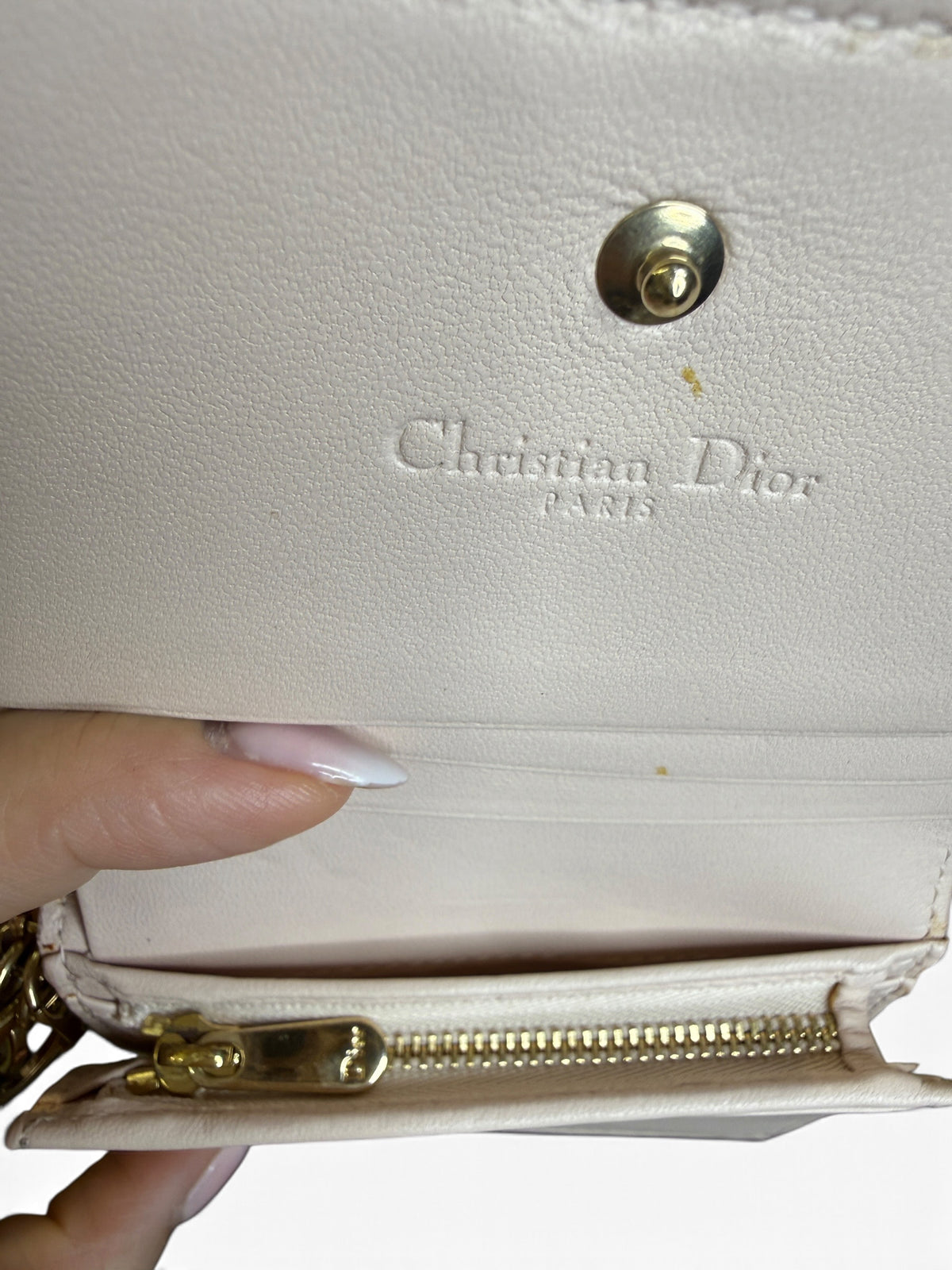 Christian Dior Lady Dior Cannage Compact Wallet – Pale Pink