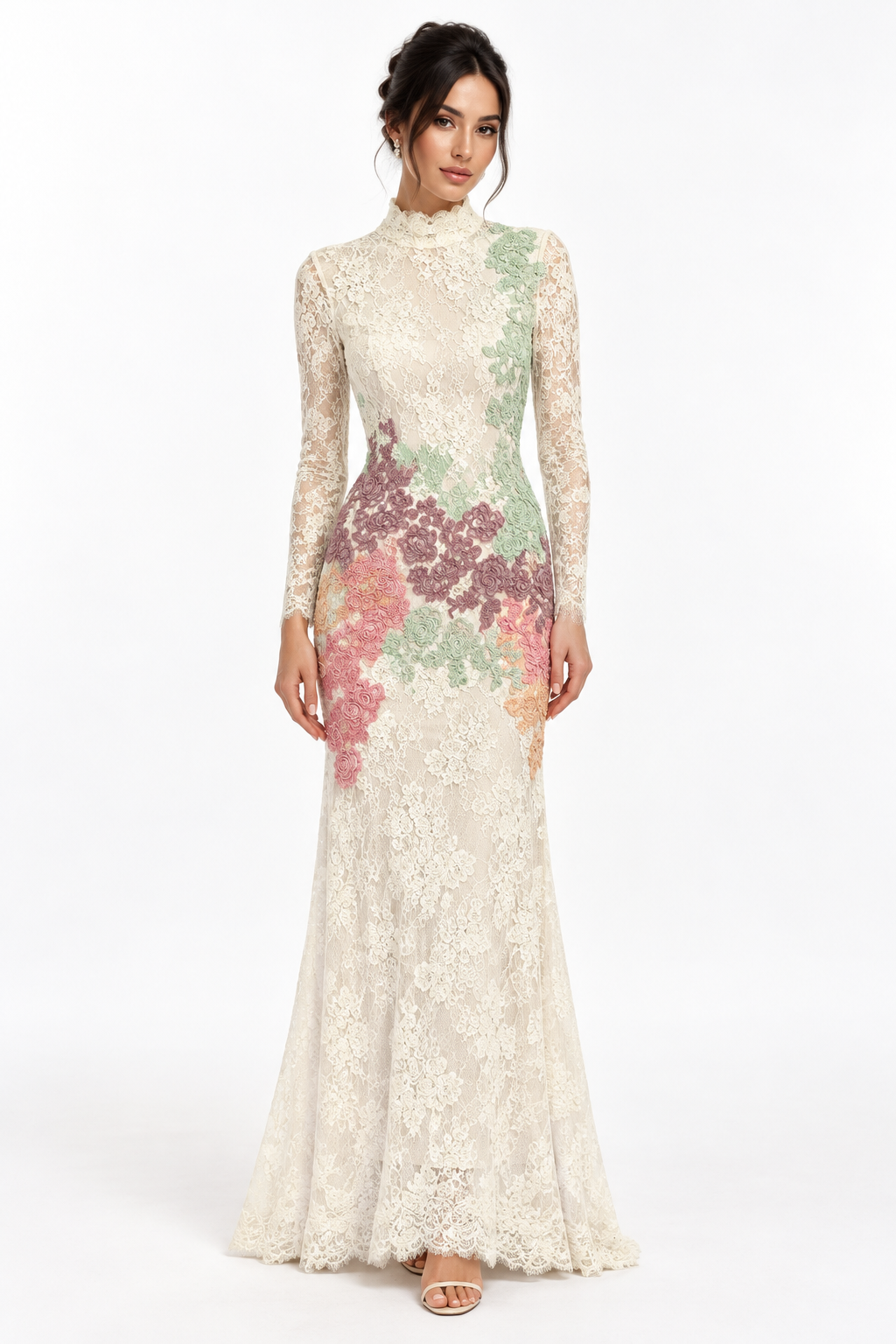 G. Novak Annabelle French Lace Open-Back Evening Gown