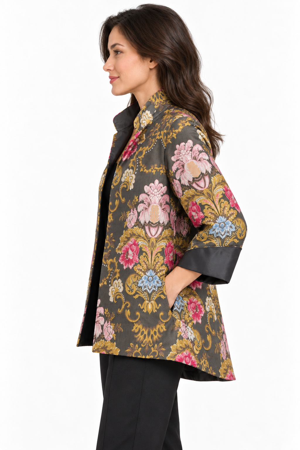 Grace Chuang Floral Brocade High-Low Jacket – Size S