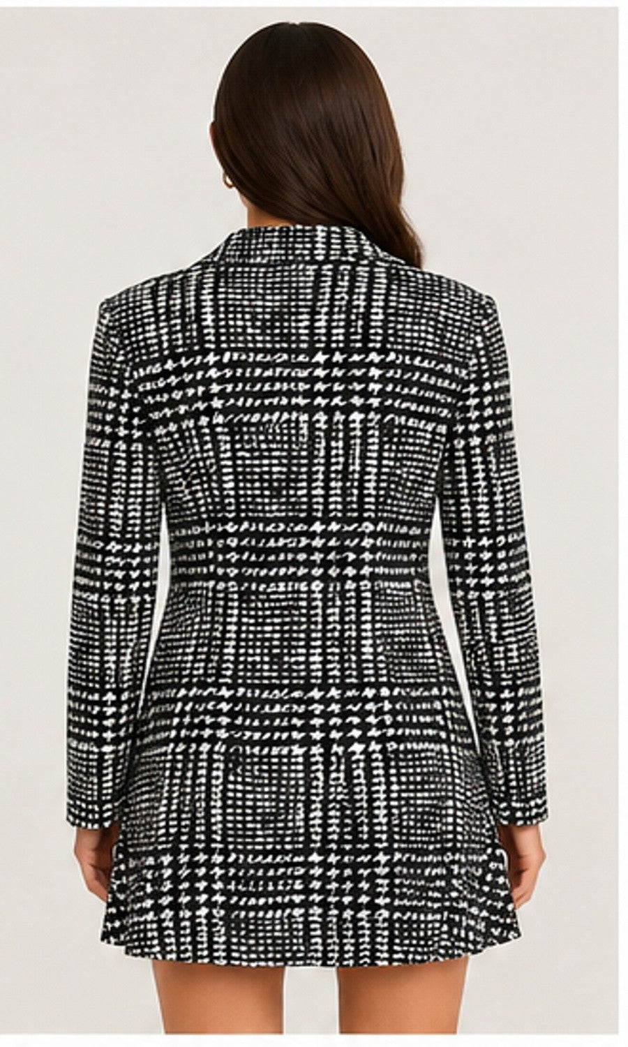 Norma Kamali Black & White Houndstooth Plaid Mini Dress – Size M / 38|556
