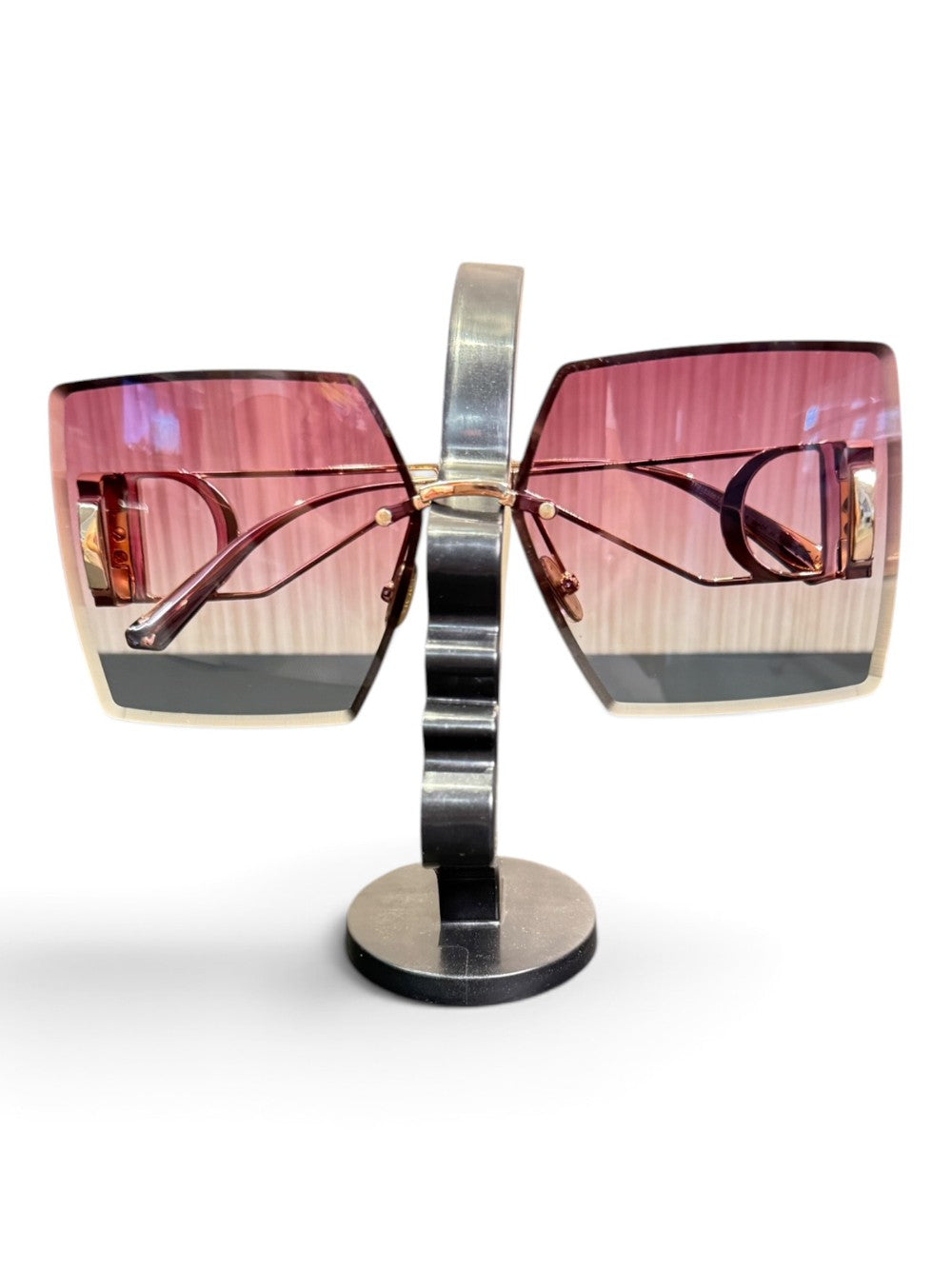 Christian Dior 30Montaigne S2U Oversized Rimless Square Sunglasses – Rose Gold / Burgundy Gradient|847