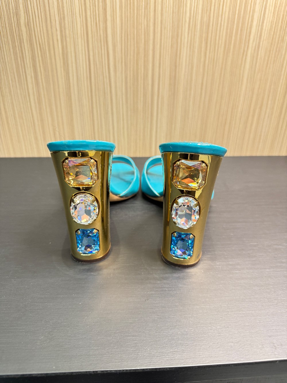 Dolce & Gabbana Crystal Heel Patent Leather Mules|47