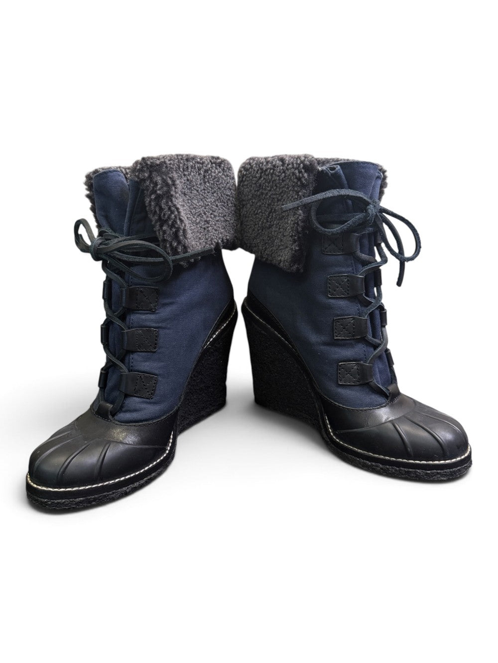 Tory Burch Fairfax 105MM Shearling-Lined Wedge Booties – Size 7|786