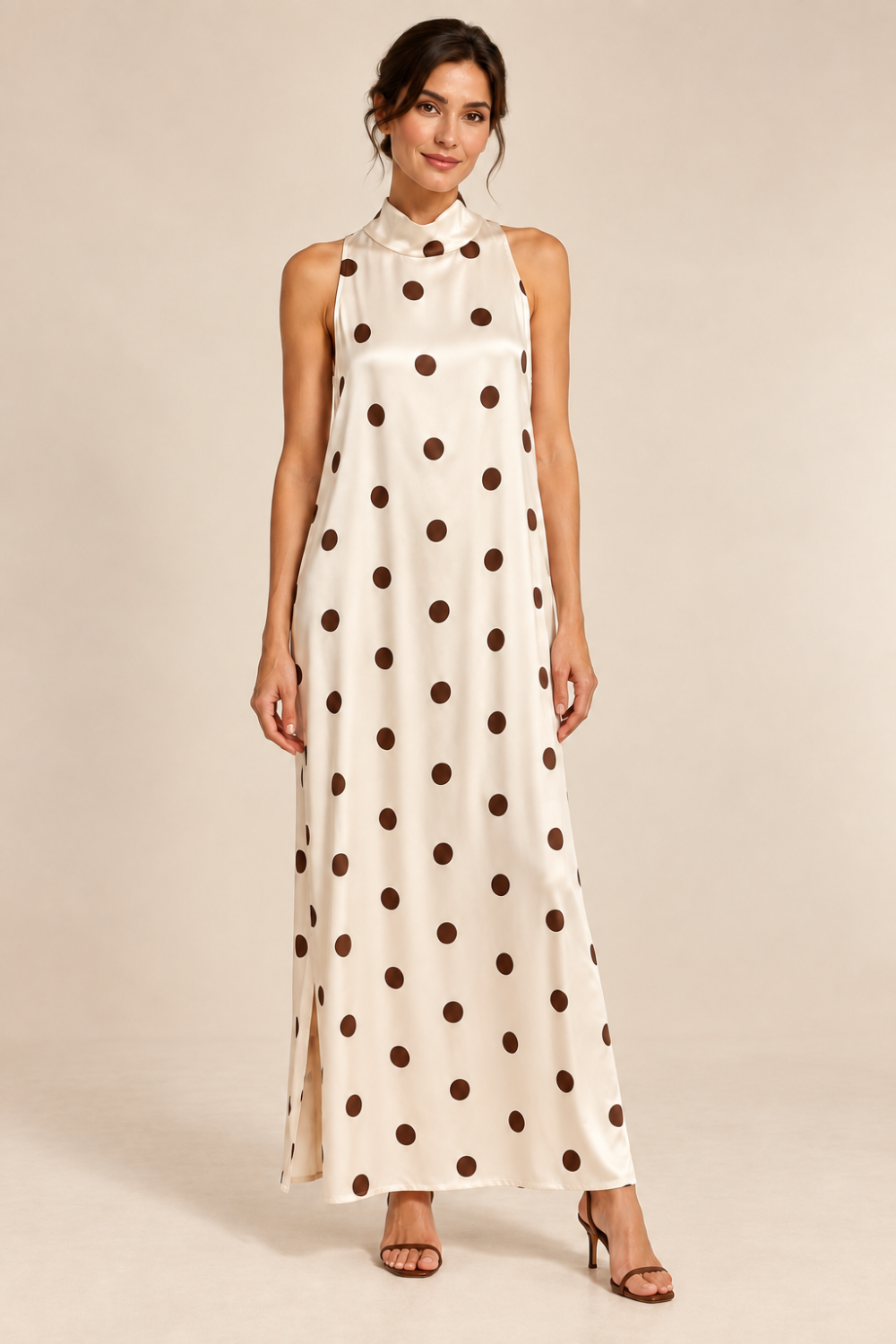G Novak Silk Polka Dot Maxi Dress & Robe Set|978