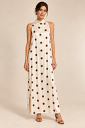 G Novak Silk Polka Dot Maxi Dress & Robe Set|978