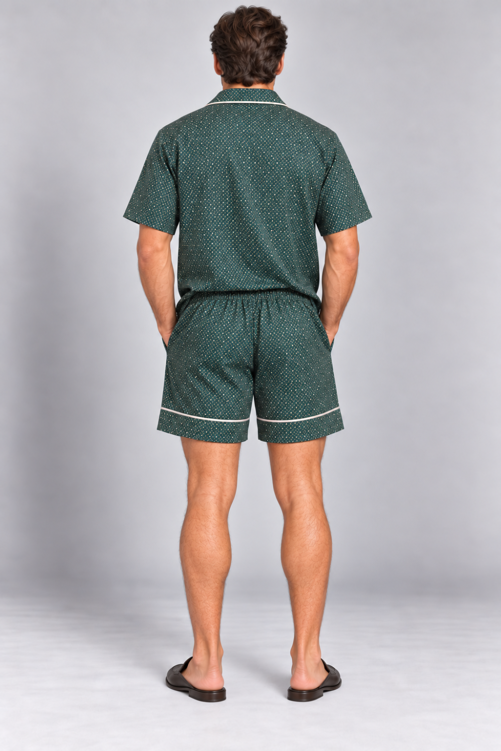 G. Novak Men’s Printed Silk Two-Piece Lounge Set – Size 48|896