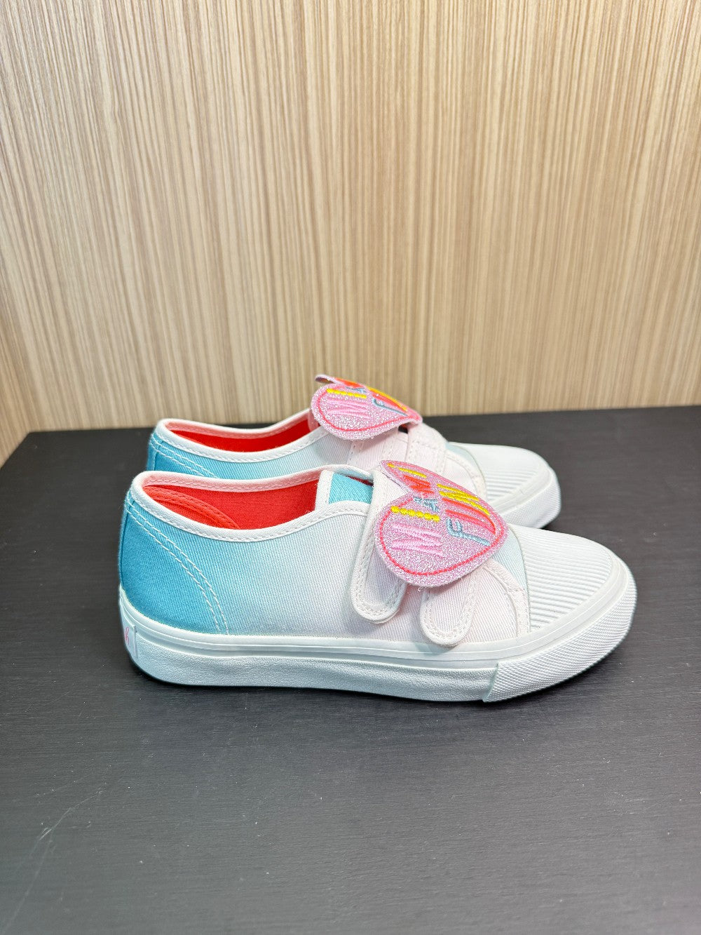 Billieblush Girls Gradient Velcro Sneakers with "MIAMI FUN" Glitter Patch Size EU 31|332