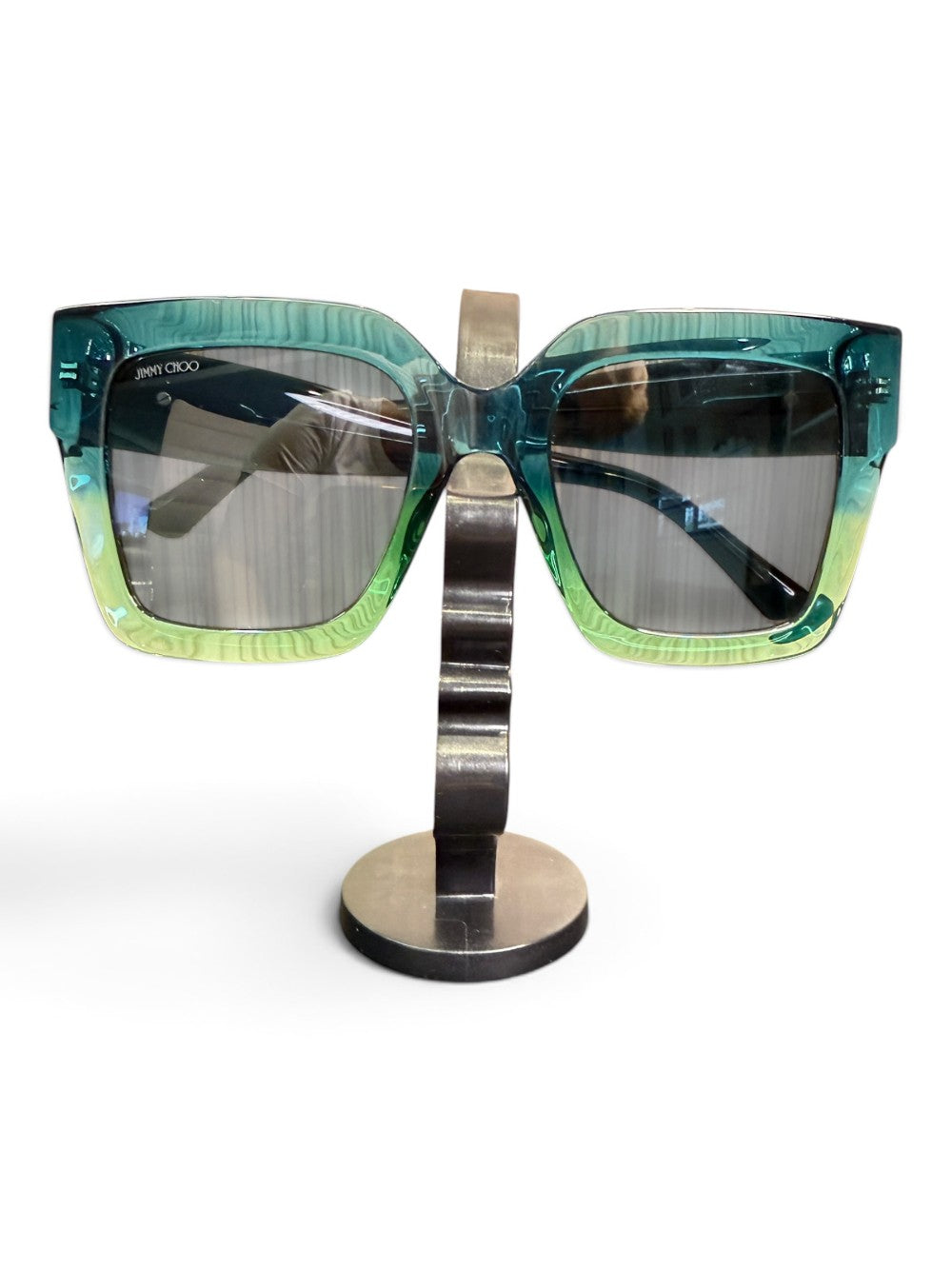 Jimmy Choo EDNA/S PEF/IR Oversized Square Sunglasses Size 52-22-145 – Emerald Blue Gradient|805