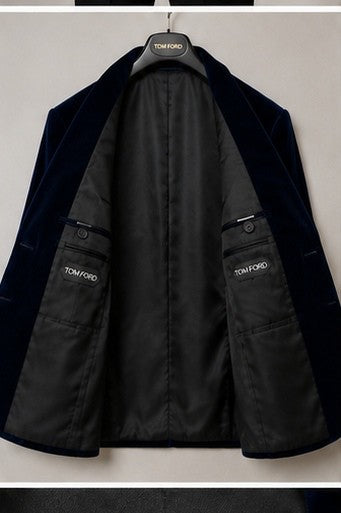 Tom Ford Shelton Navy Velvet Tuxedo Jacket – Men's Size 50R|513