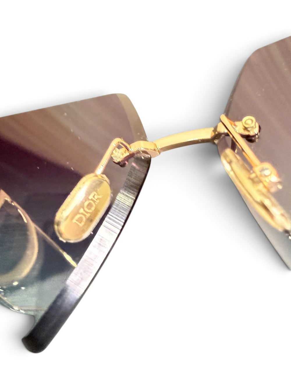 Christian Dior 30Montaigne S2U Oversized Rimless Square Sunglasses – Rose Gold / Burgundy Gradient|849