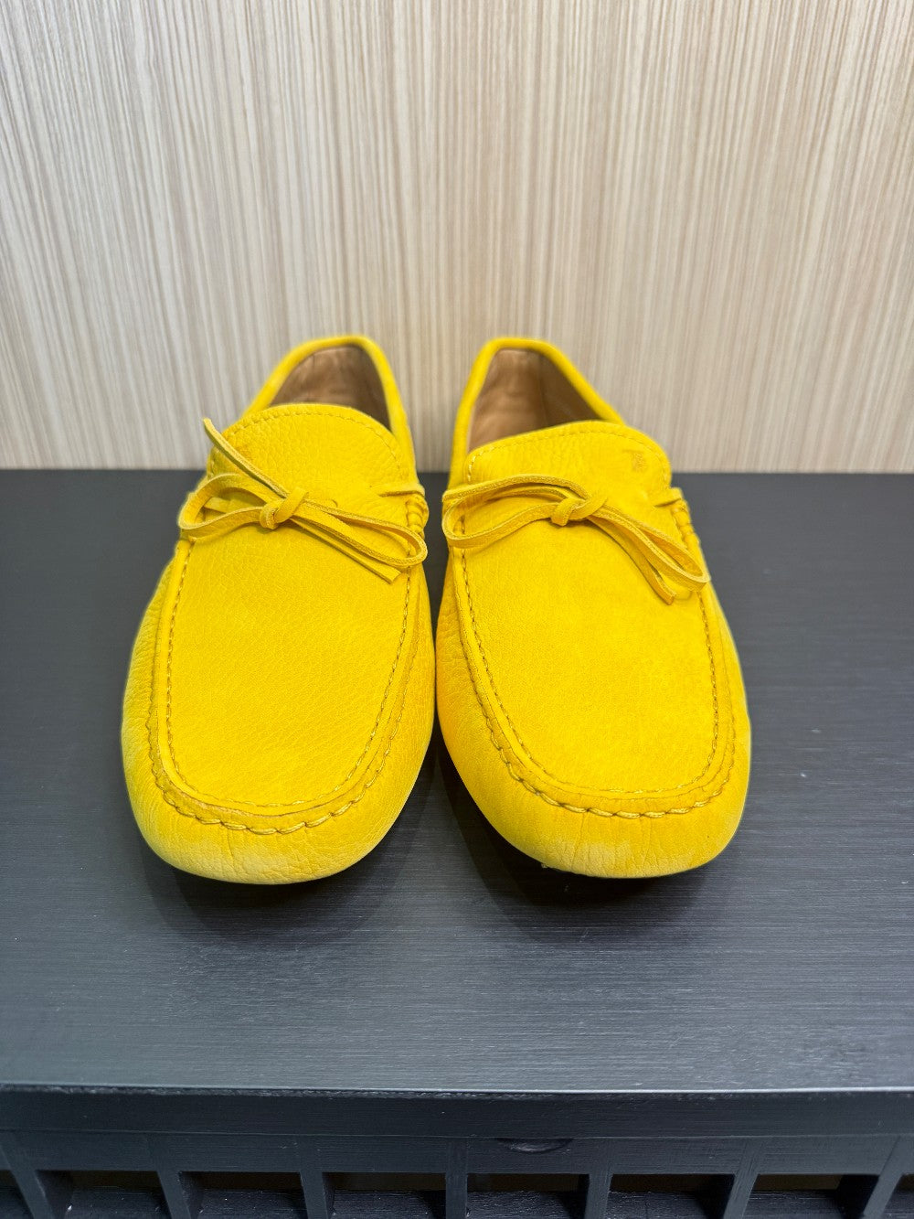 TOD'S Men's Gommino Pebbled Leather Driving Loafers Yellow Size US 8 Brand New with Box & Dust Bag|100