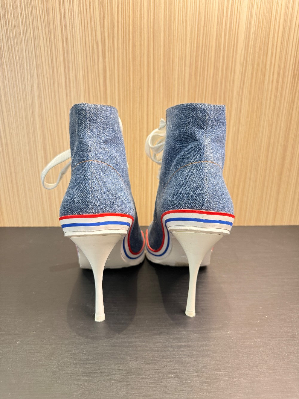 Moschino Couture Denim Lace-Up High Heel Sneaker Boots Size EU 40|306