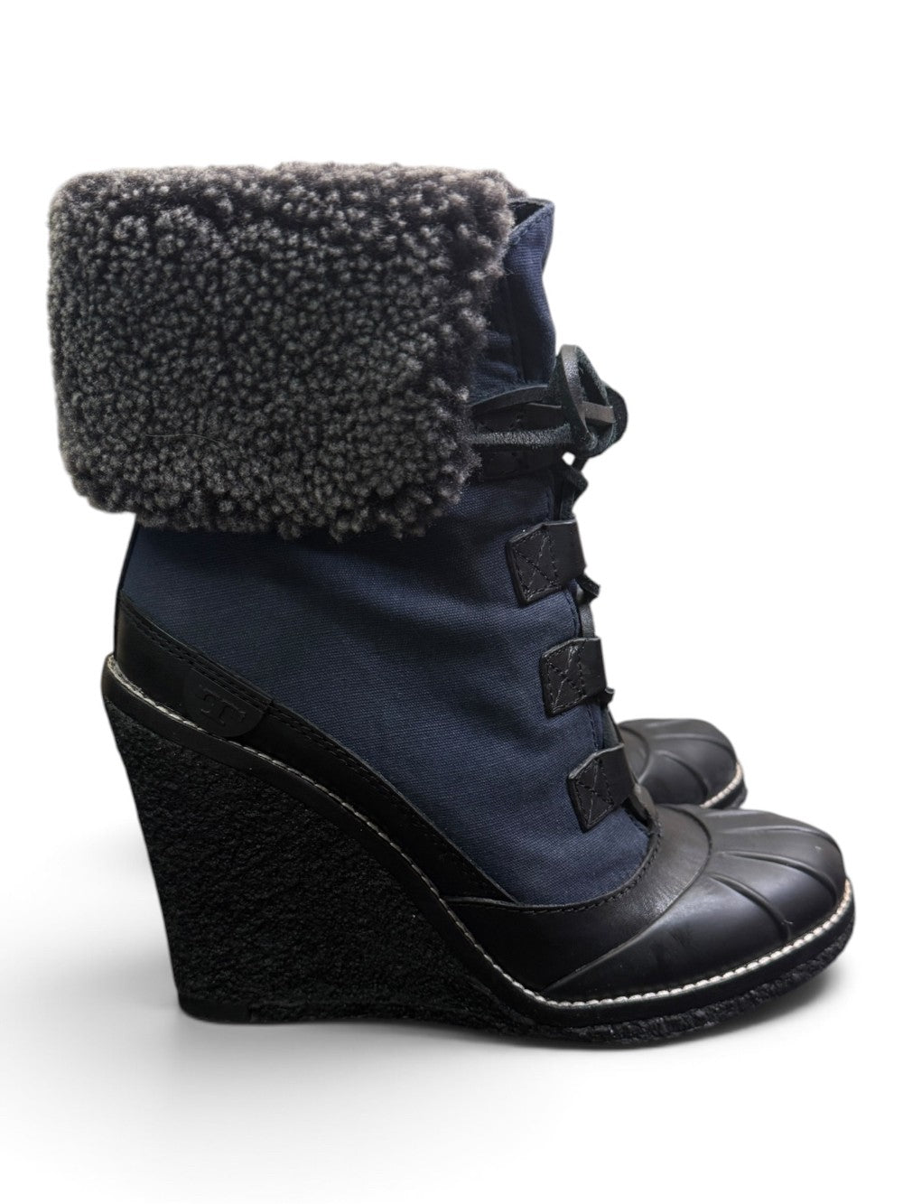 Tory Burch Fairfax 105MM Shearling-Lined Wedge Booties – Size 7|787