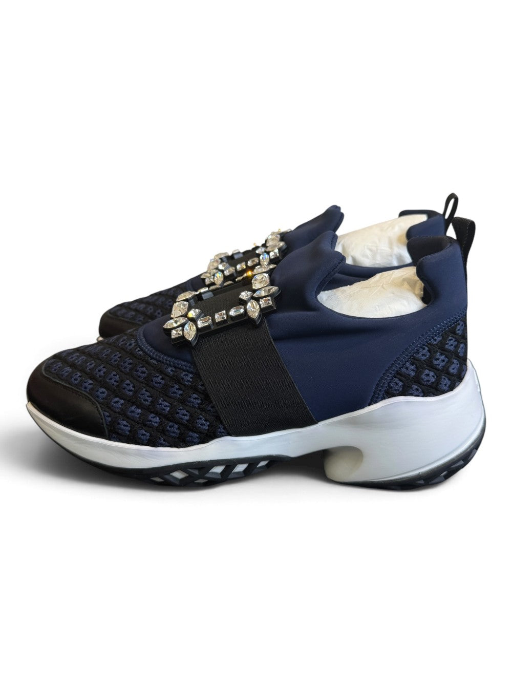 Roger Vivier Viv’ Run Strass Buckle Sneakers Navy – Brand New – US 10.5 (EU 40.5)|972