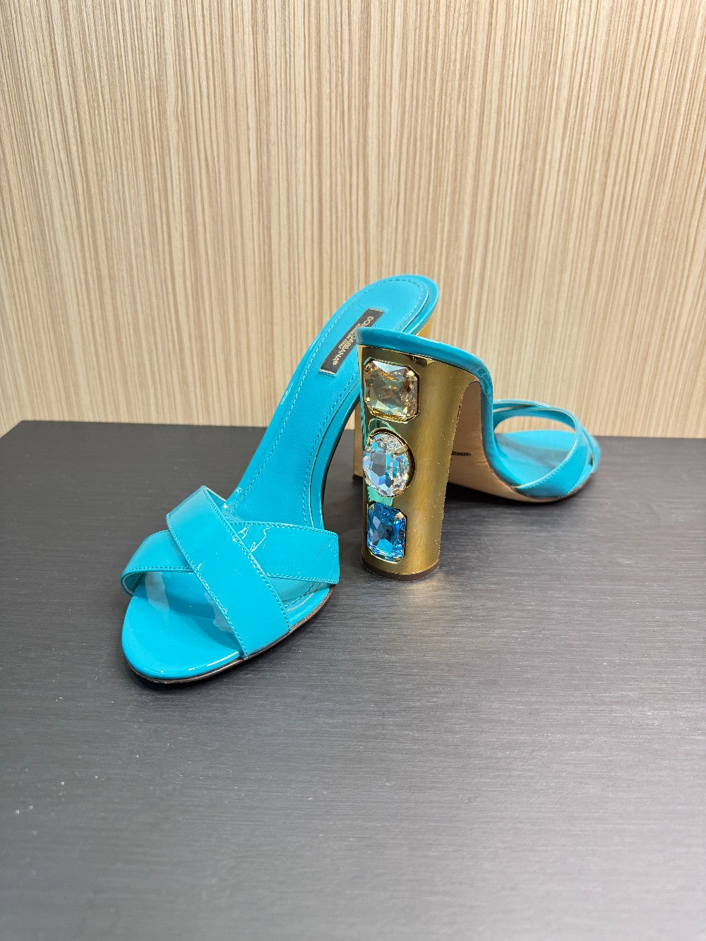 Dolce & Gabbana Crystal Heel Patent Leather Mules|52