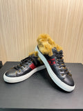 Roberto Cavalli RC100 C Leather Sneakers with Dyed Fur Trim Size EU 43.5|275