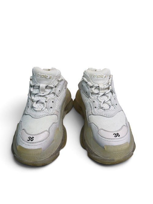 Balenciaga Triple S Clear Sole White Sneakers Size 36|483