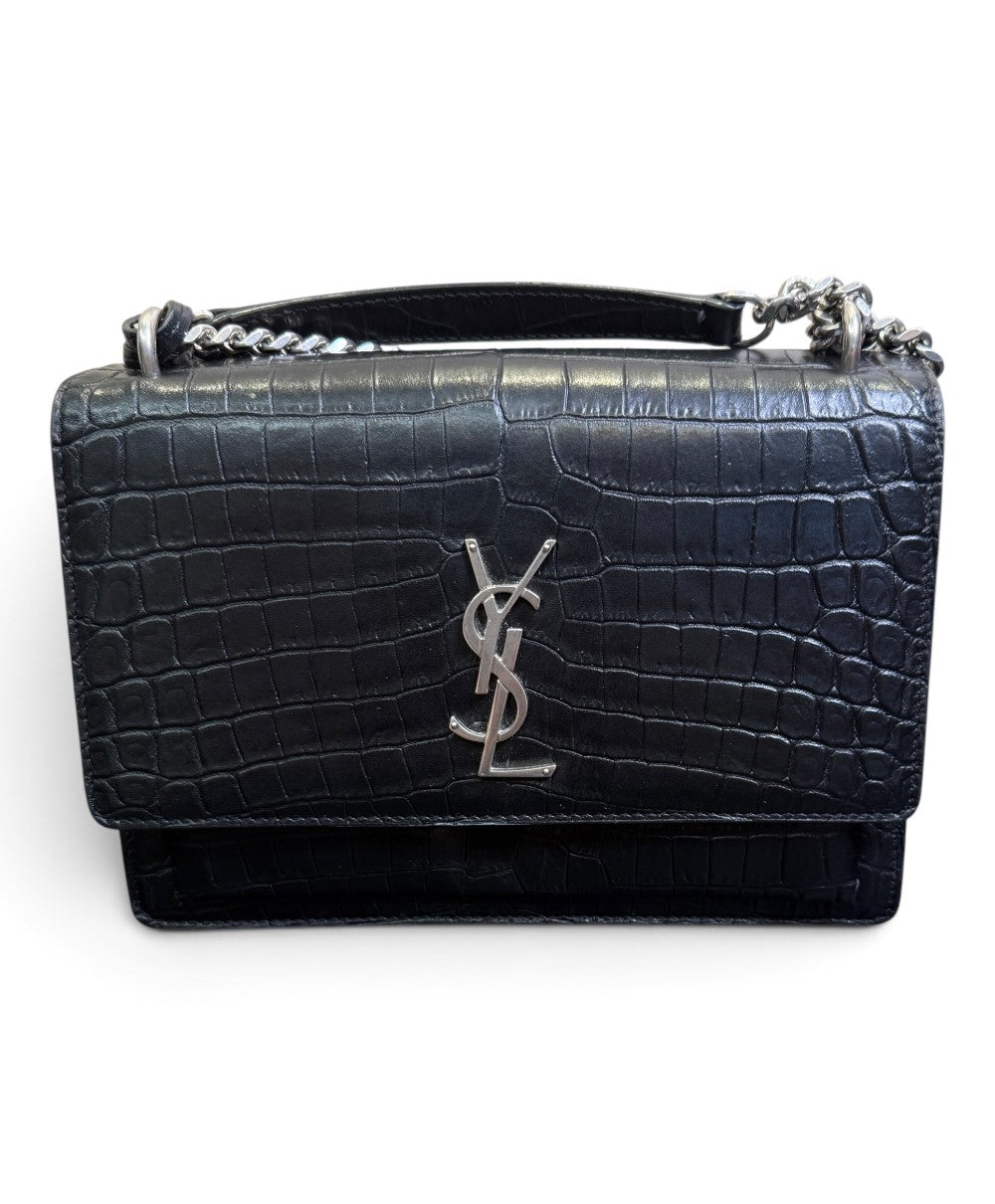 Saint Laurent 2017 Medium Sunset Croc-Embossed Leather Bag|752