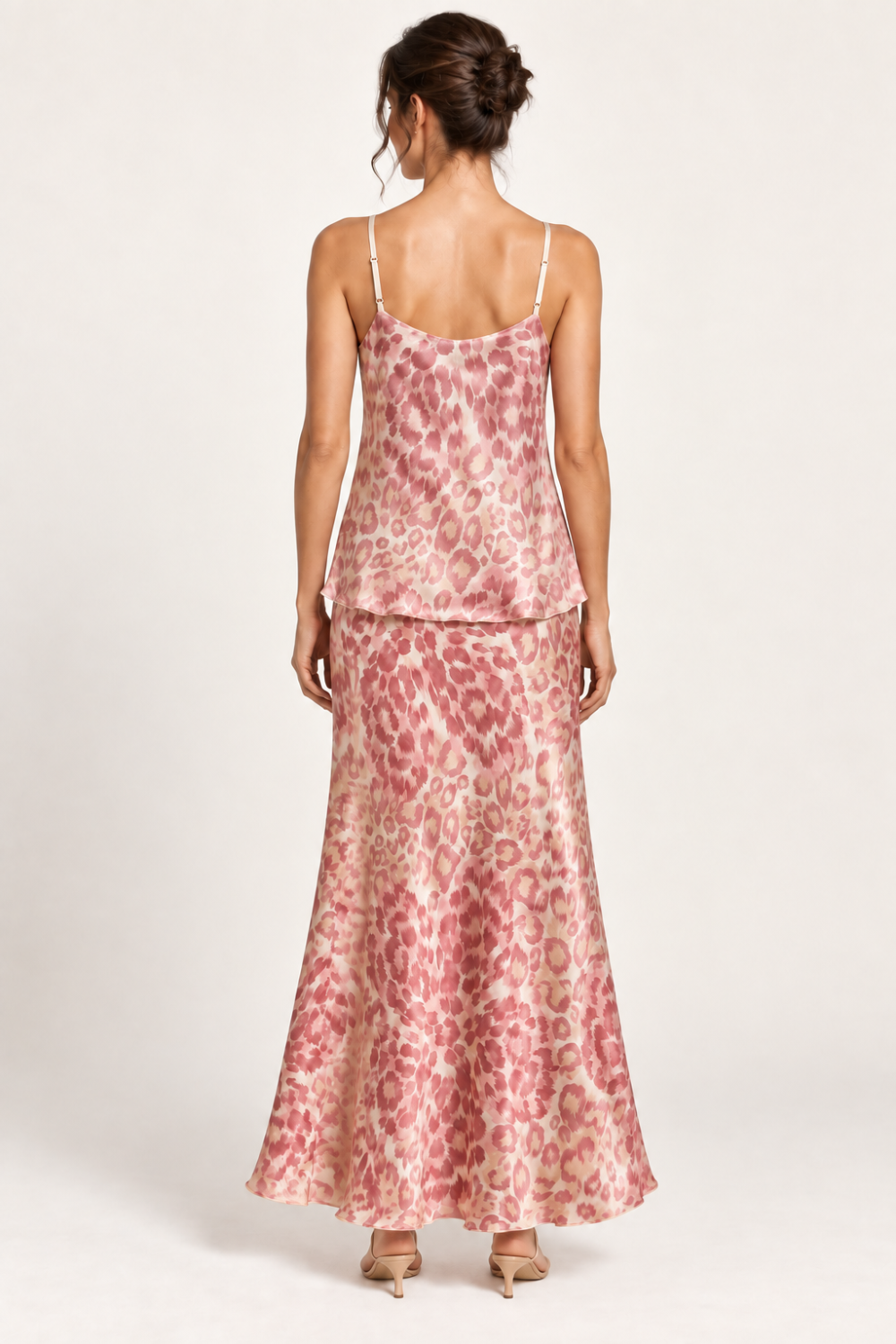 Pink Leopard Print Three-Piece Skirt Set with Quilted Jacket|929