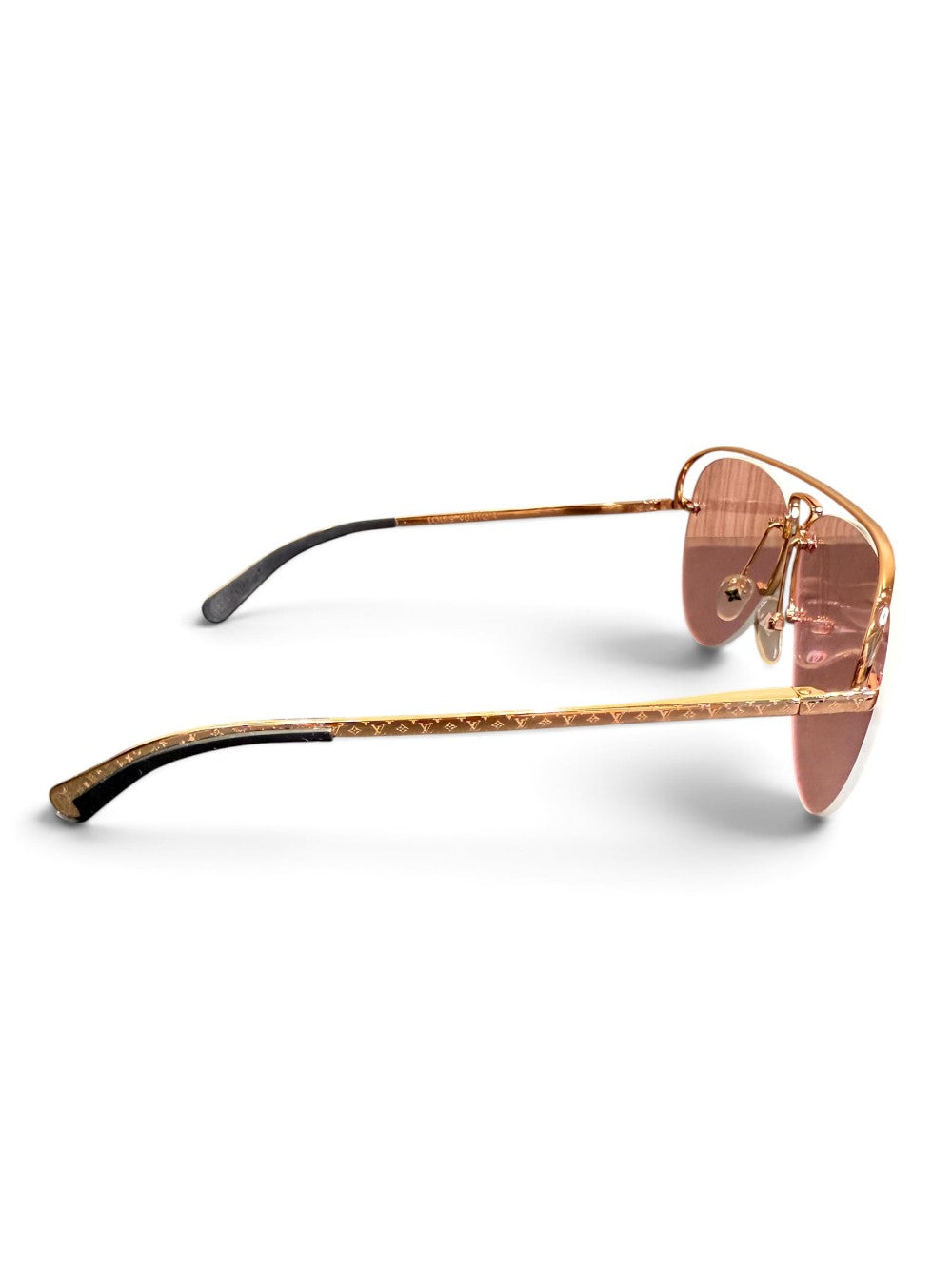 Louis Vuitton Z176 M4V1Z Rimless Aviator Sunglasses Rose Gold Size 63-10-140|800